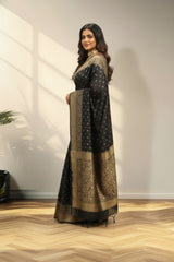 Black golden butta banarasi saree