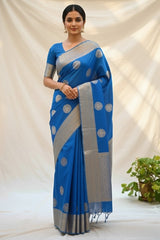 Blue pure kanchi saree