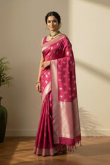 Pink banarasi saree