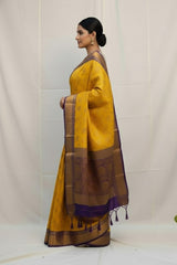 Mustrade yellow pure kanchi saree