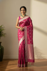 Pink banarasi saree