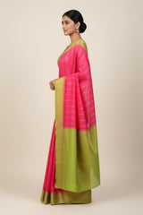 Red pink pure kanchi saree