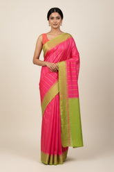 Red pink pure kanchi saree