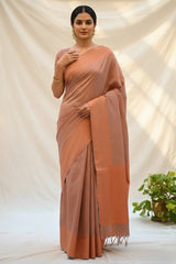 Rose gold semi kanchi silk saree