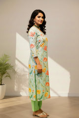 V- Neck kurti set cotton