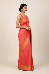 Pink semi kanchi silk saree