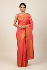 Pink semi kanchi silk saree