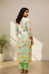 V- Neck kurti set cotton