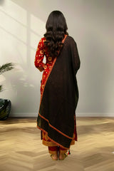Black floral cotton kurti material