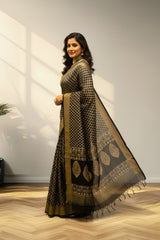 Black heavy butta banarasi silk saree