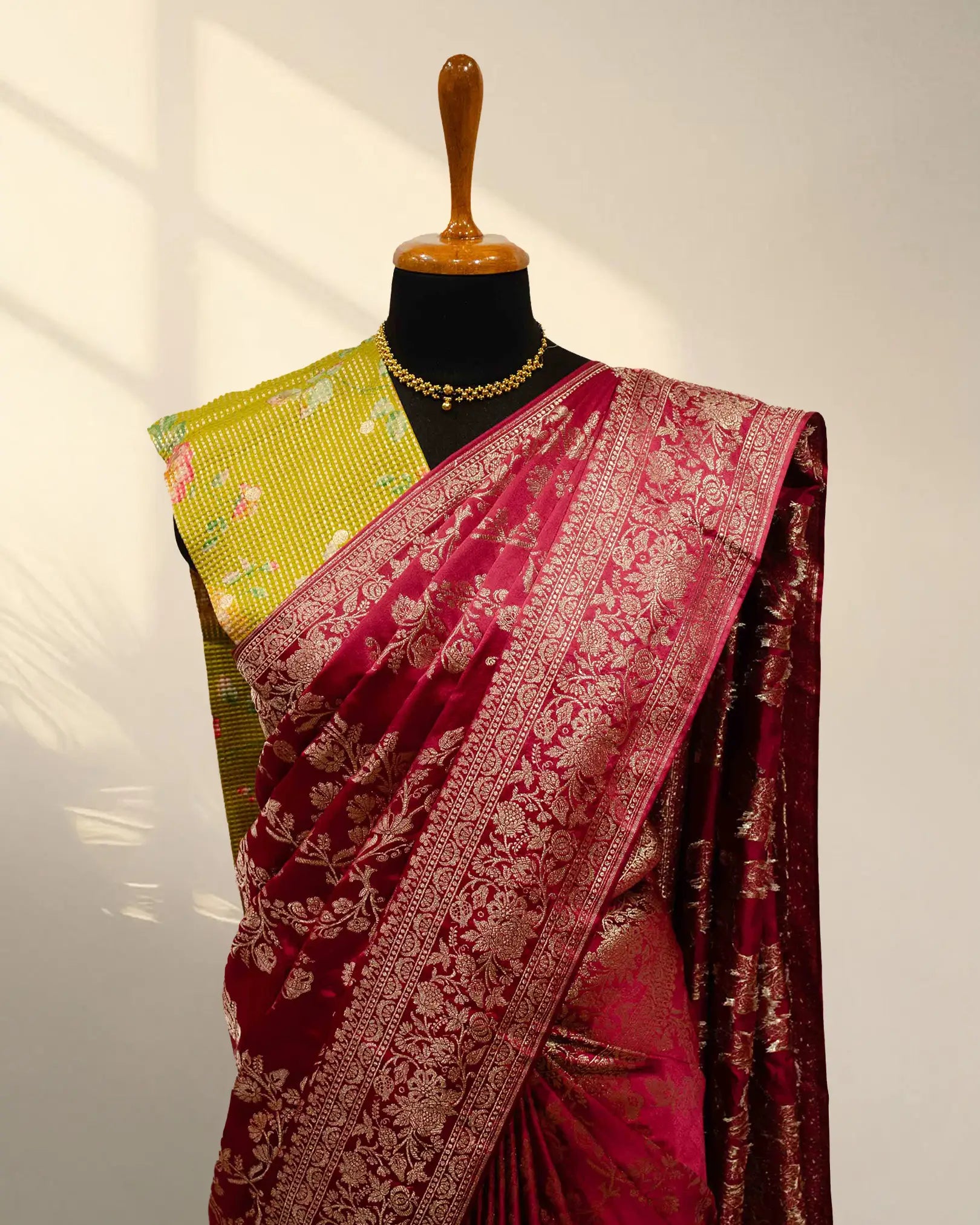 Red and Green Banarasi saree