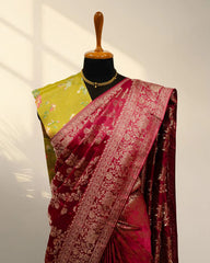 Red and Green Banarasi saree