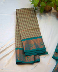 Green semi kanchi silk saree