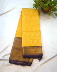 Mustrade yellow pure kanchi saree