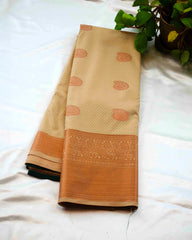 Cream sandel semi kanchi sikl saree