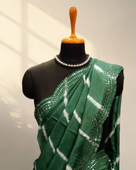 Green crape saree