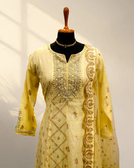 Pastel yellow anarkali