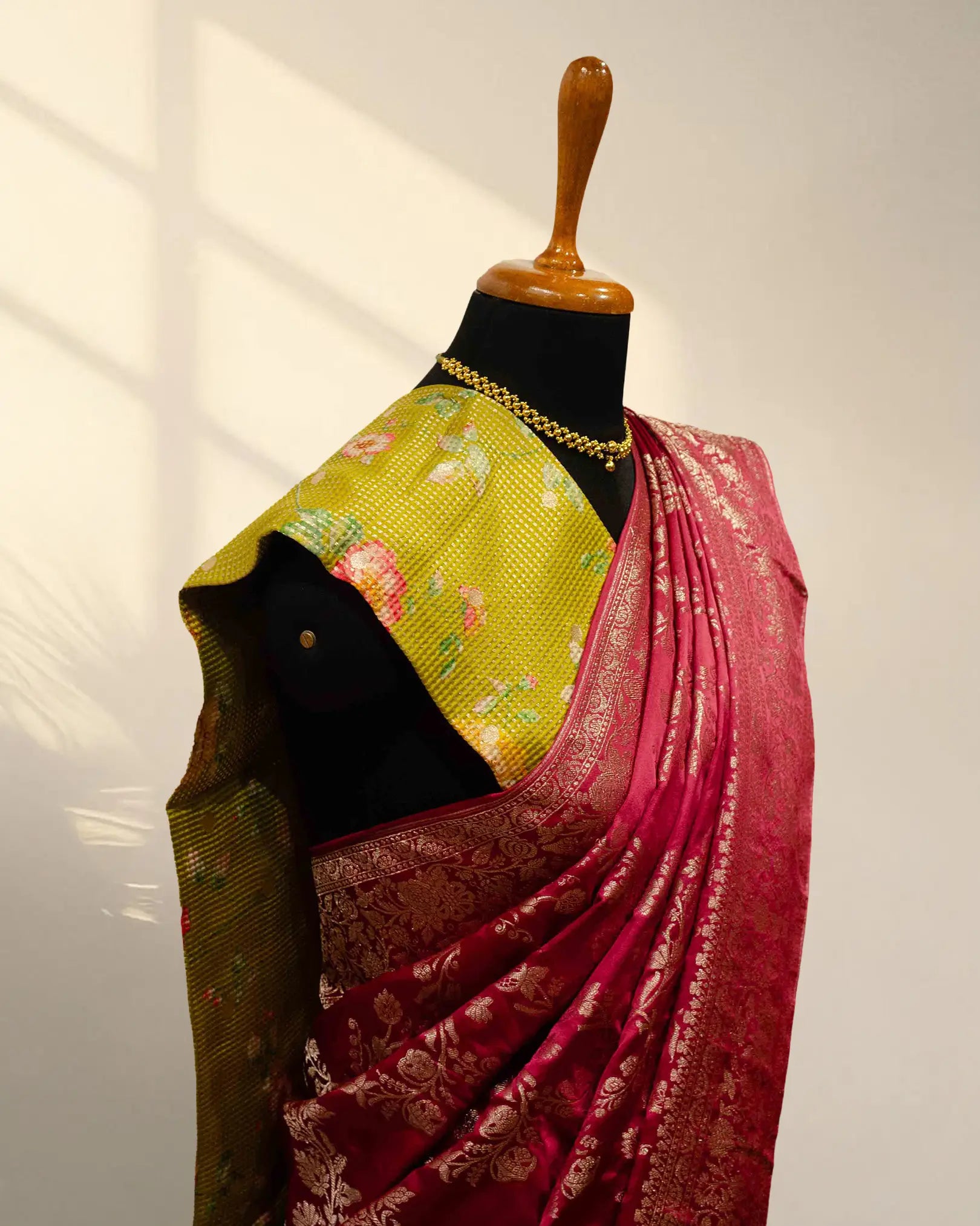 Red and Green Banarasi saree