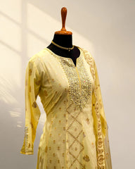 Pastel yellow anarkali