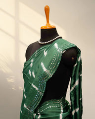 Green crape saree