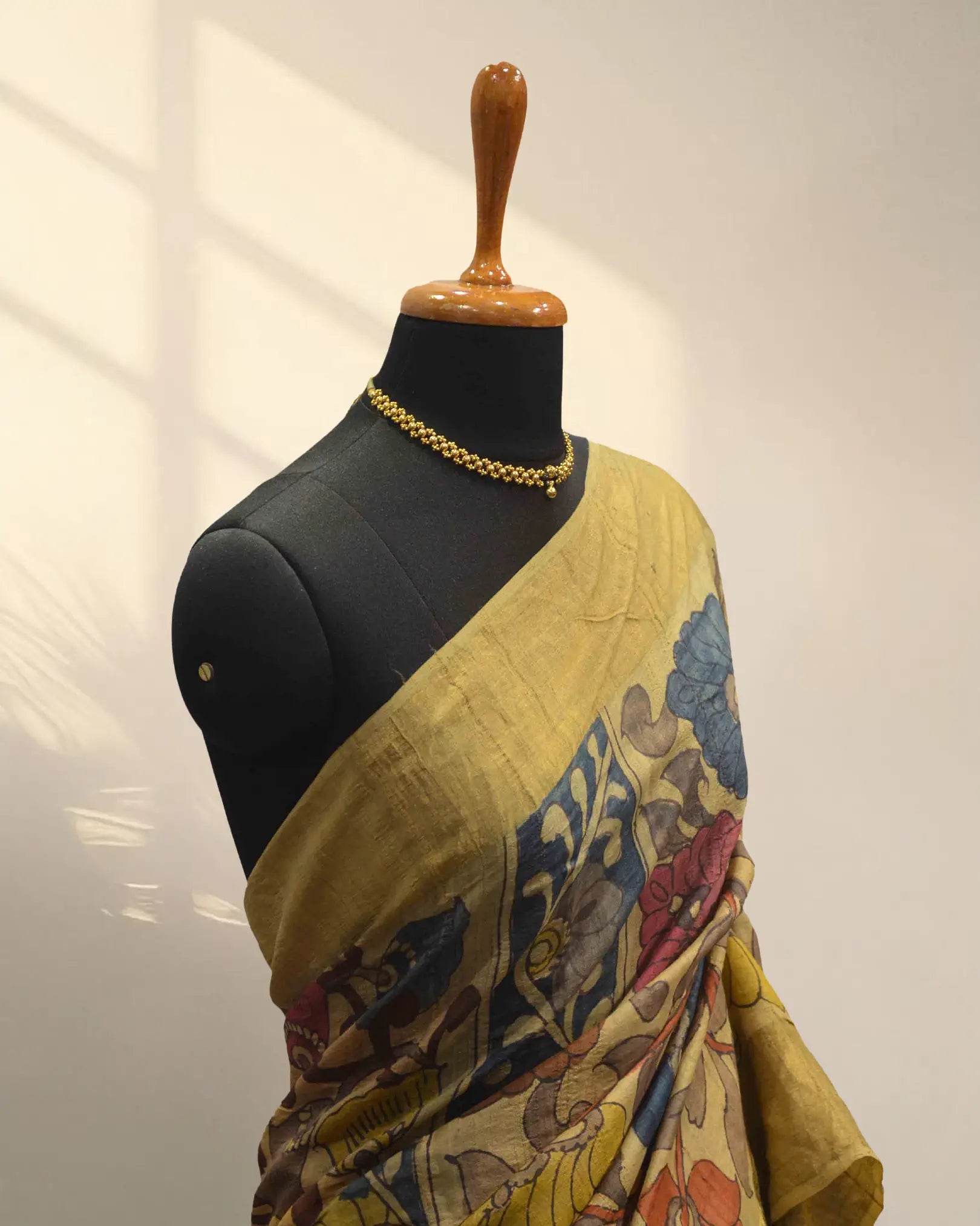Yellow mustard tusser Saree