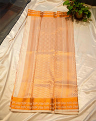 Cream sandel semi kanchi sikl saree