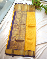 Mustrade yellow pure kanchi saree