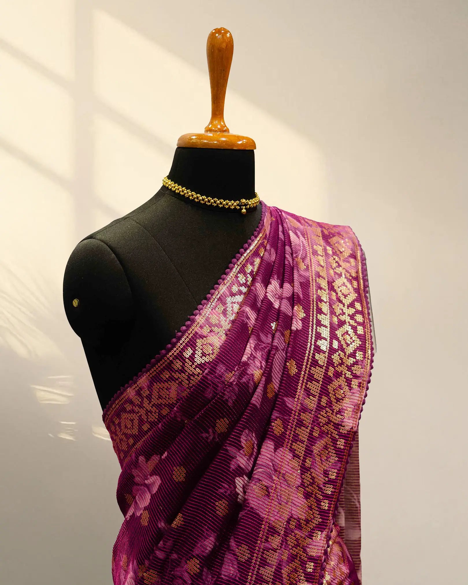 Purple crape Saree
