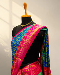 Green and pink Patola Saree