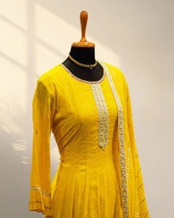 Round neck yellow anarkali