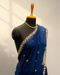 Blue Georgette saree