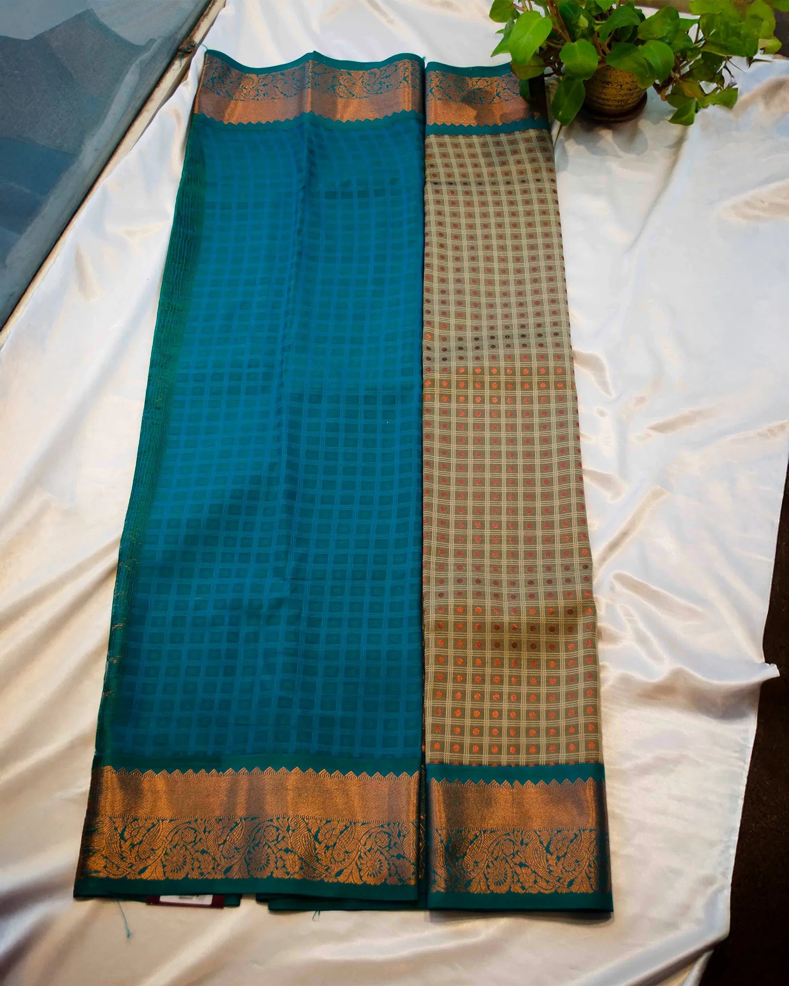 Green semi kanchi silk saree