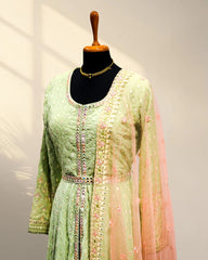 Mirror work with oval neck Long gown