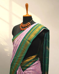 Pink & green border kanchi digital print