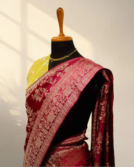 Red and Green Banarasi saree