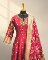 Raw Silk Long Gown