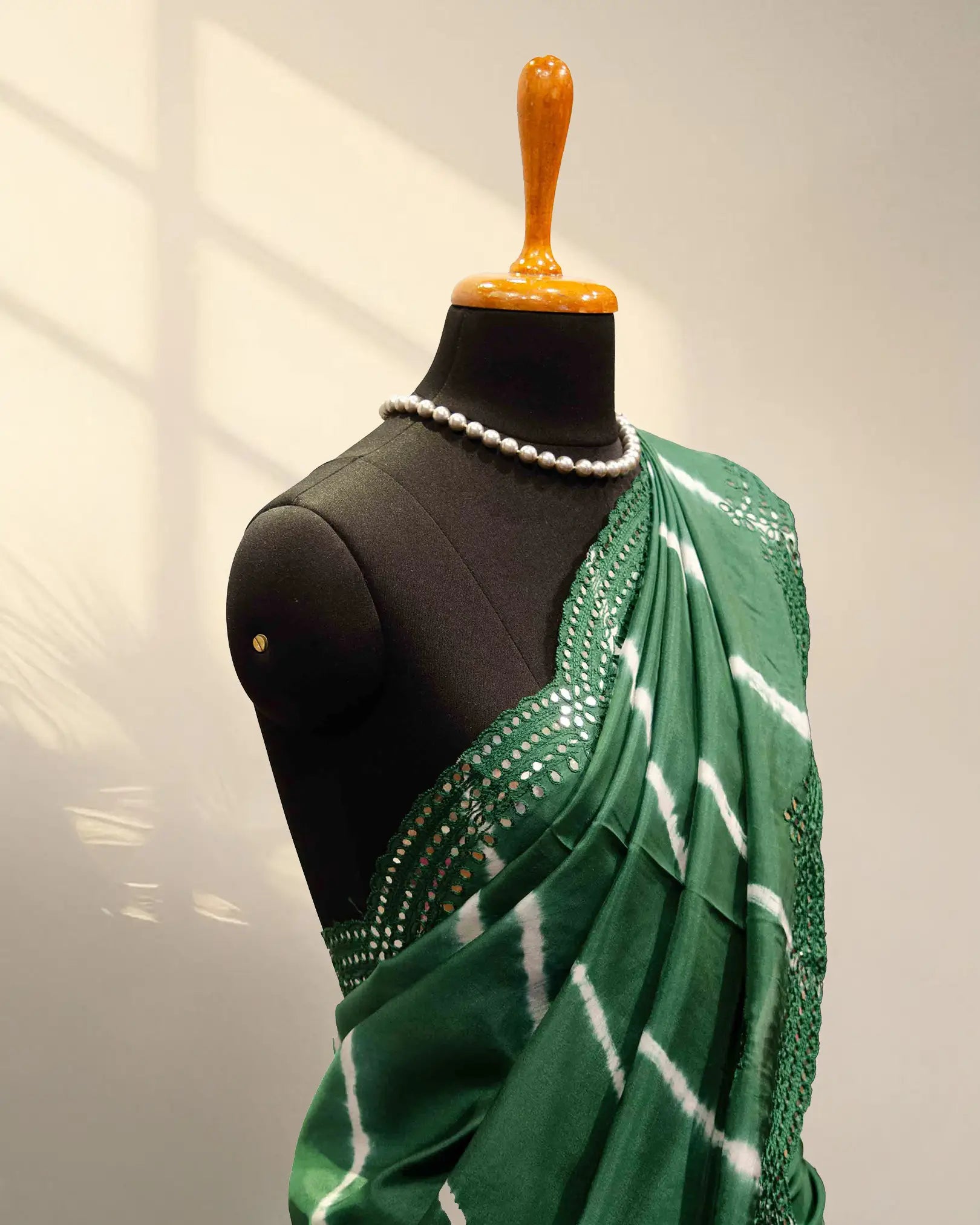 Green crape saree