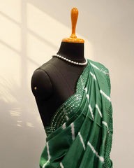 Green crape saree