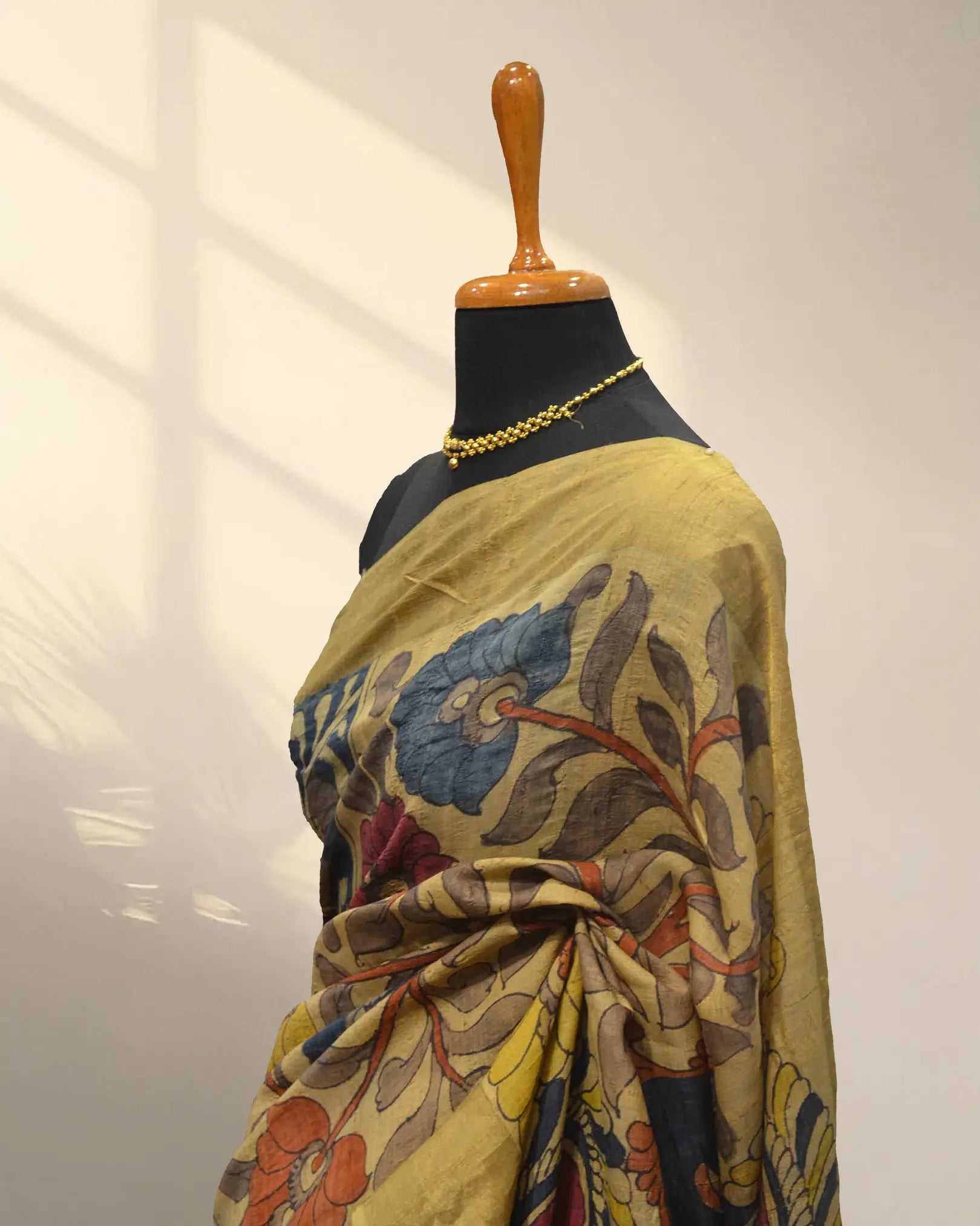Yellow mustard tusser Saree