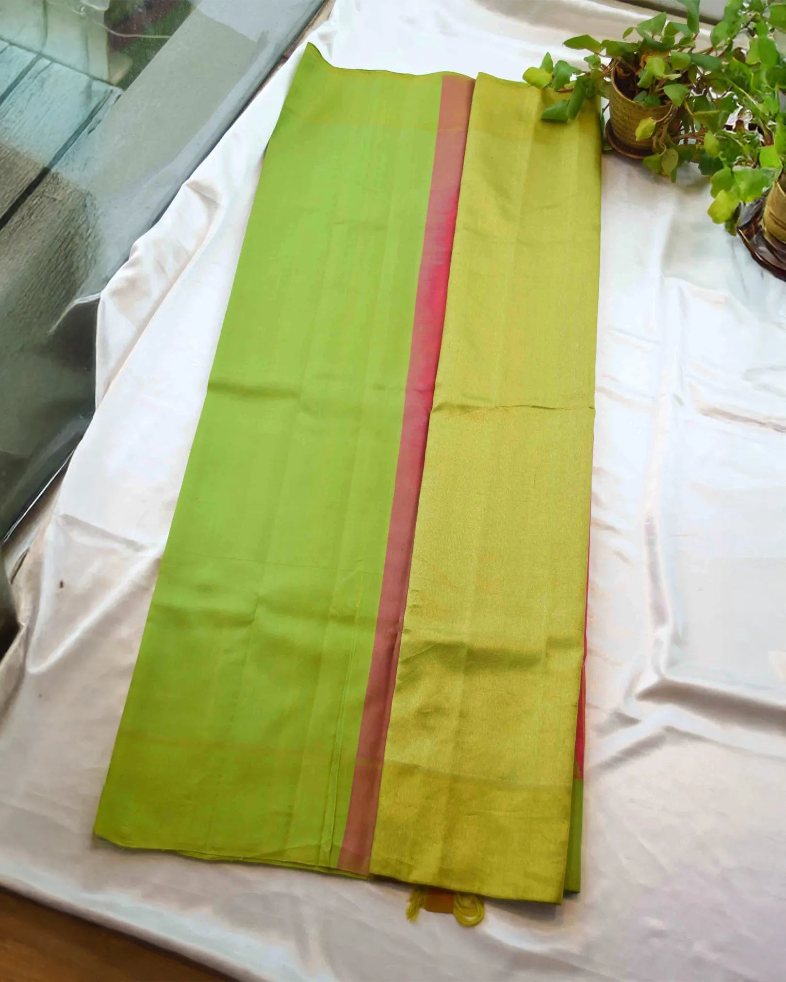 Red pink pure kanchi saree