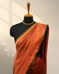 Red brocade Banarasi saree