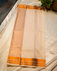 Cream sandel semi kanchi sikl saree