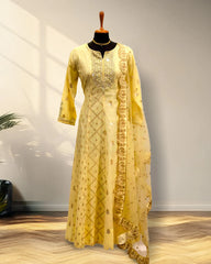 Pastel yellow anarkali