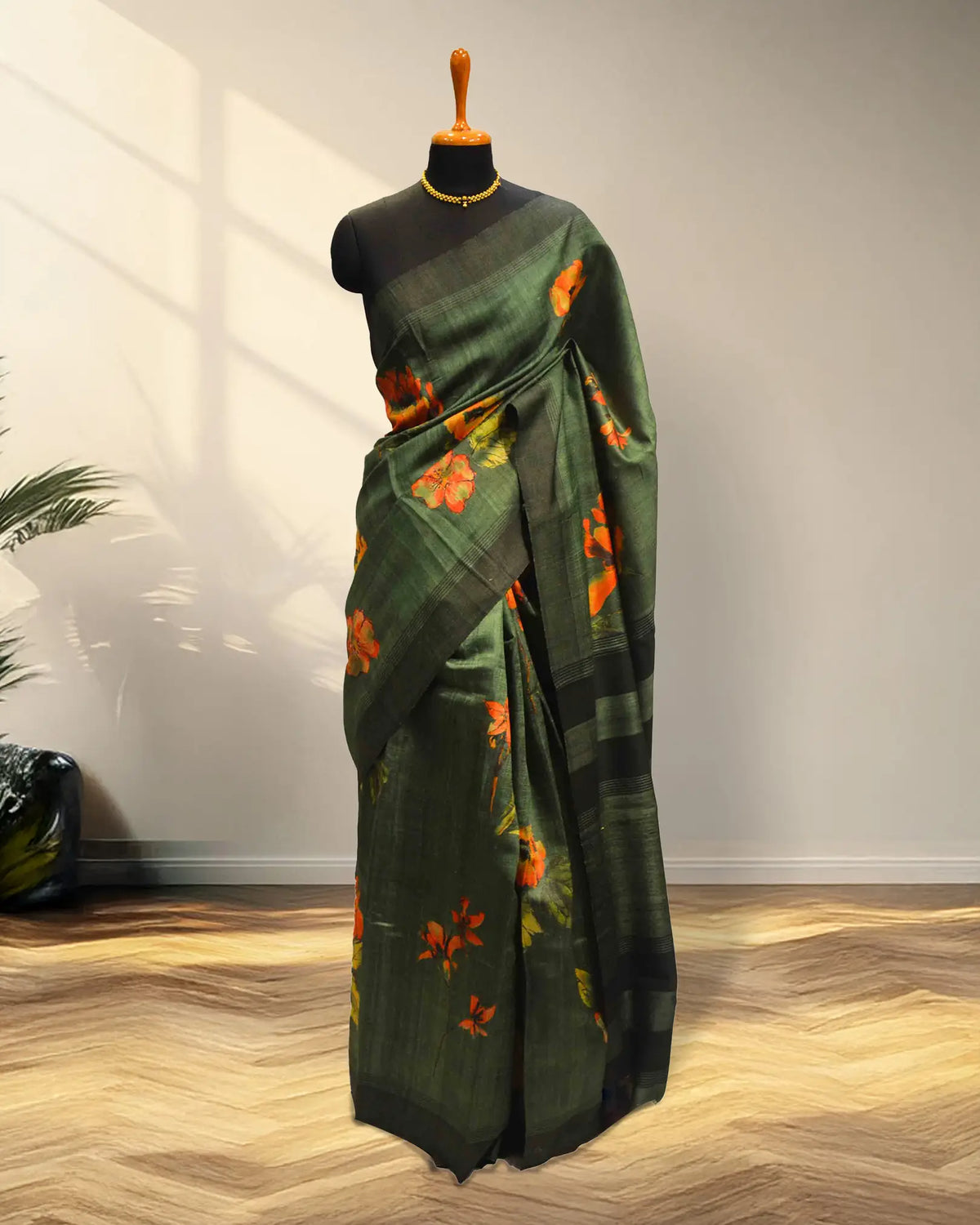 Green tusser Saree