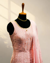 Georgette Pink Long Gown