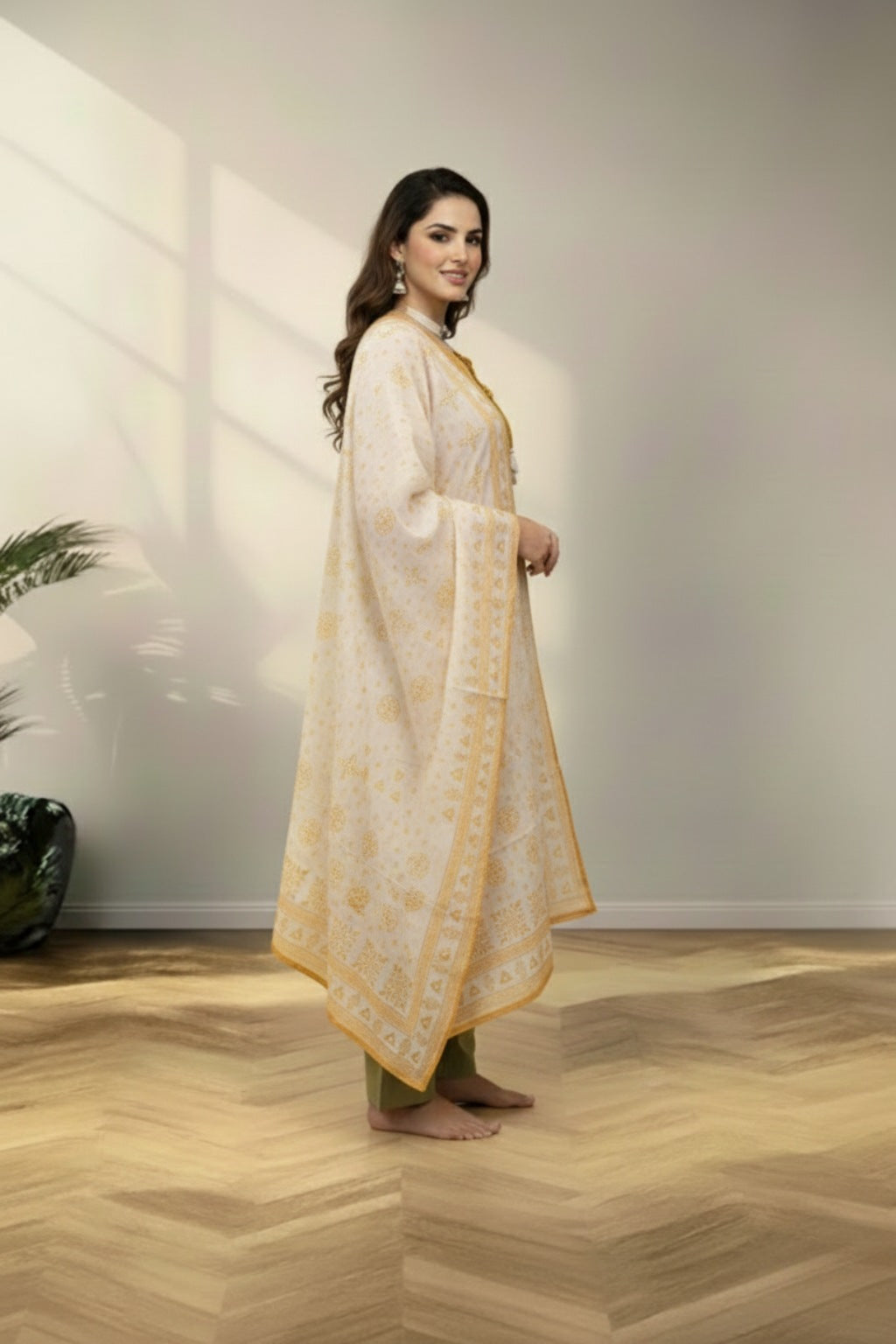 Yellow Cotton kurti set