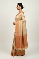 Cream sandel semi kanchi silk saree