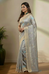 Grey Jamdhani saree