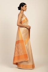 Cream sandel semi kanchi saree