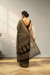 Black heavy butta banarasi silk saree